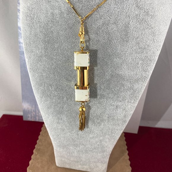 Vintage Bucherer Swiss Made Peek a Boo or Slide Watch with 30 inc  Necklace